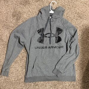 Under Armour Men's Gray Hoodie with Black Logo (Large)